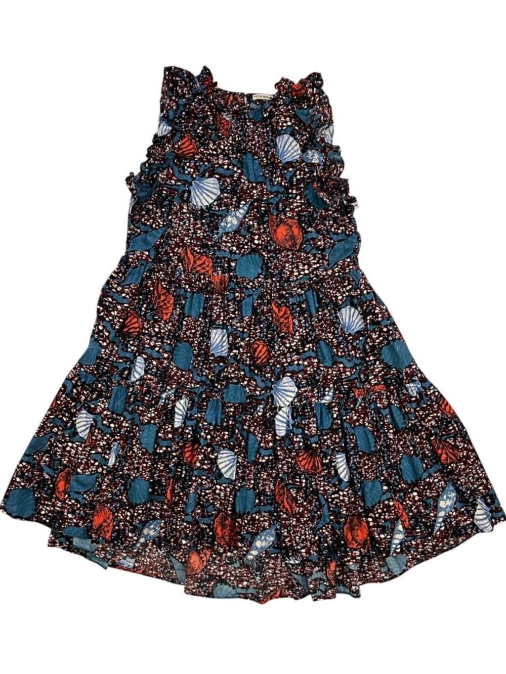 Ulla Johnson Tamsin Dress 6 Azul Cotton Ruffles Red White Blue Seashell Design - Picture 15 of 16